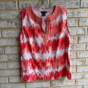 Saint Tropes West Sleeveless V-Neck Linen Blend Blouse Women's Size XL.